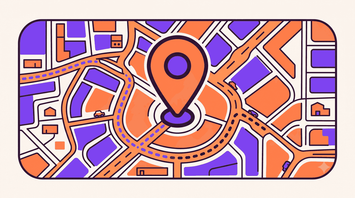 Illustrated city map with a Foodémon trail pin dropped in the middle